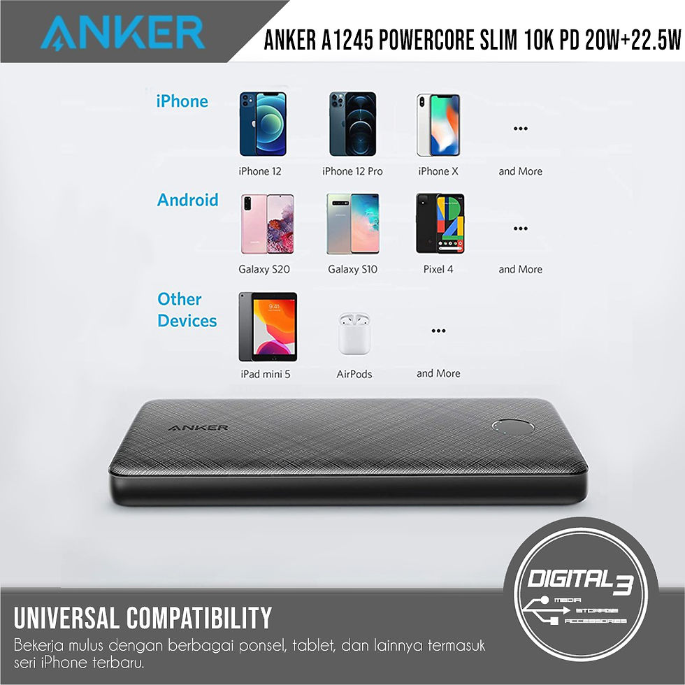 Thumbnail: Anker PowerCore Slim 10,000mAh PD Portable Powerbank PB iPhone Dual Output USB C
