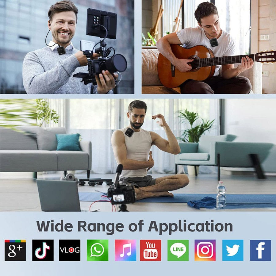 Thumbnail: Microphone 2in1 Wireless Lavalier F15 USB C + Lightning Mic for Phone Android Ip