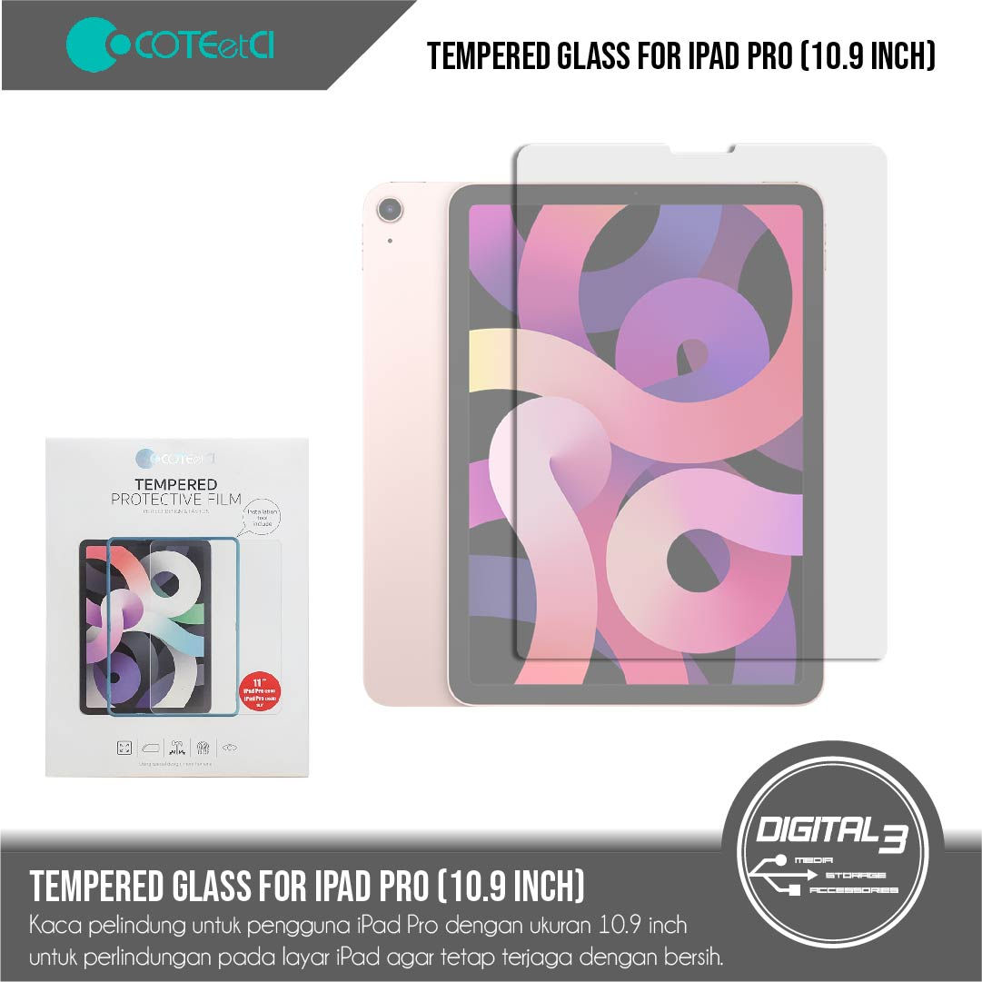 COTEetCI Premium Tempered Glass Clear 9H IPAD PRO 11" 2018 / 2020 10.9