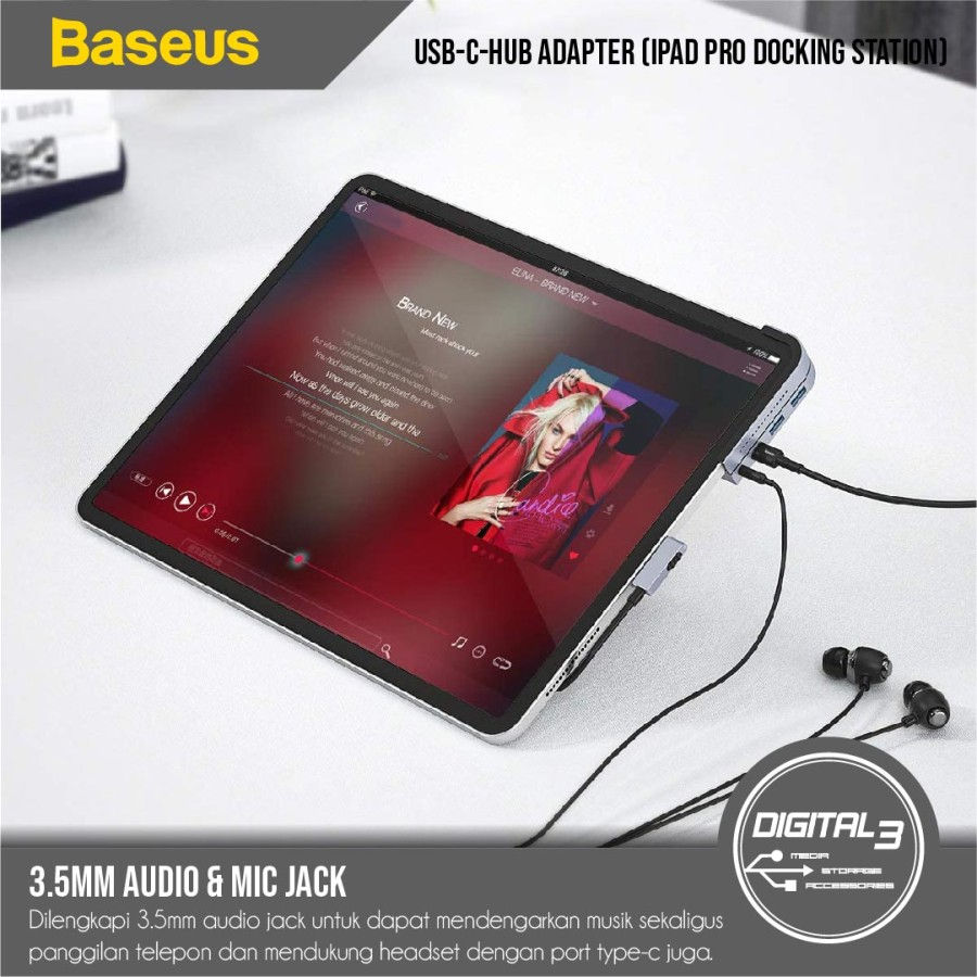 Thumbnail: Baseus 6 in 1 Hub Type C HDMI 3.5mm Card Reader USB Ipad Pro Macbook