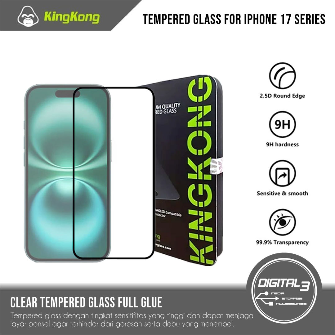 Kingkong Full Glue Screen Tempered Glass Untuk Iphone 17 Series