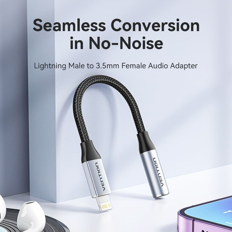 Thumbnail: VENTION Audio Adapter Converter Lightning Male to 3.5mm Female Cable DAC - BMBHA