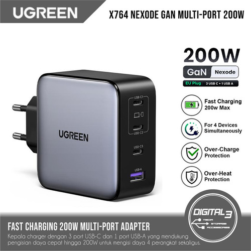 スマホアクセサリー UGREEN 4-Port GaN Fast Charger 200W UGREEN Nexode 200W 4-Port GaN Fast Charger | UGREEN EU