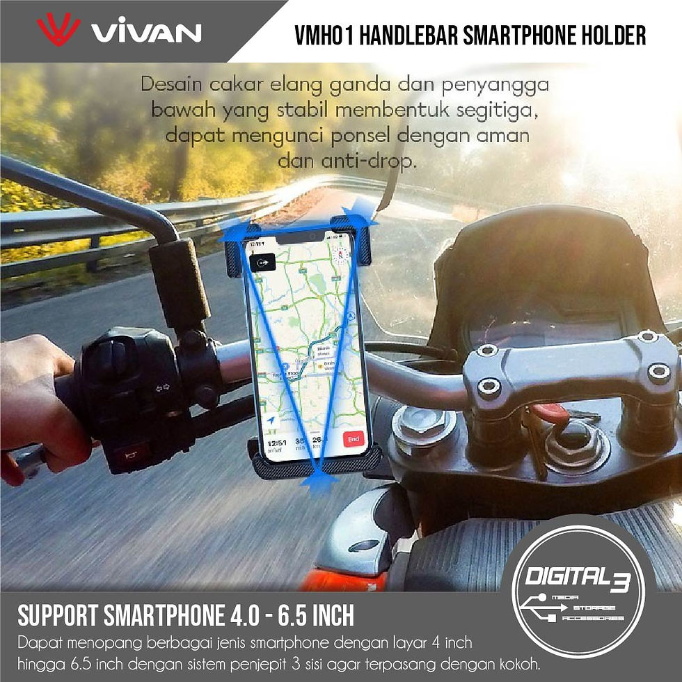 Thumbnail: Phone Holder Sepeda Motor Stang Vivan VMH01 Bike Handlebar Holder HP