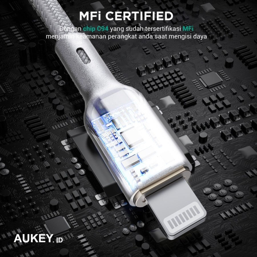 Thumbnail: Aukey Cable Data CB-NCL2 USB-C to Lightning for iPhone MFi 1.8m Nylon