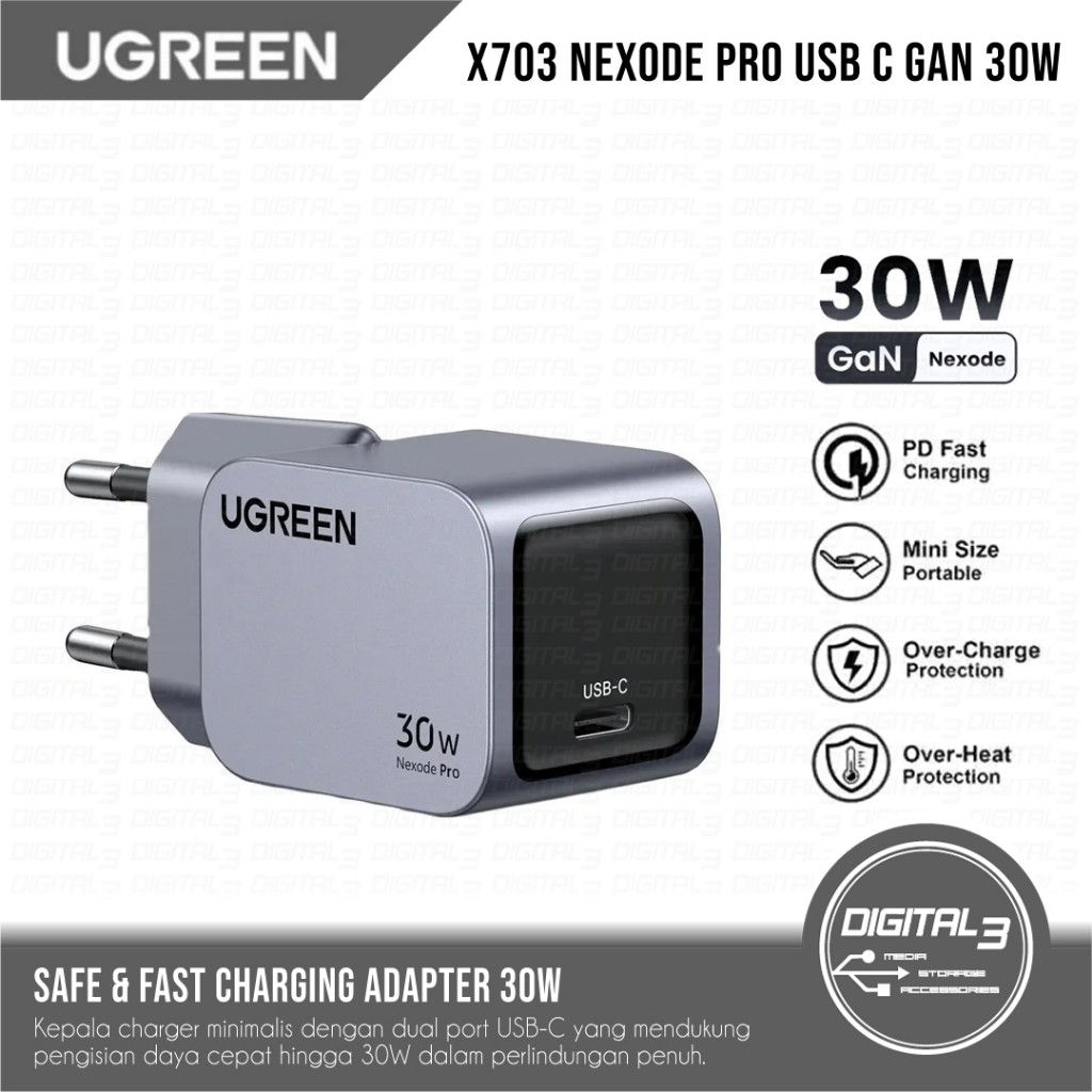 UGREEN X703 Mini Wall Charger GaN 30W Nexode Pro Single Port USB C Fast Charging