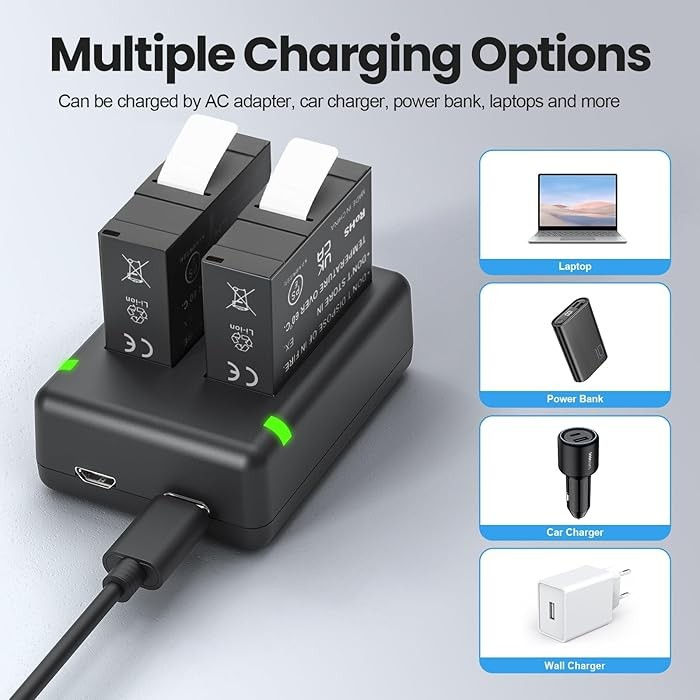 Thumbnail: SHOOT Charger Kit with 2 Pack Battery 1800mAh for Insta360 ACE / ACE PRO