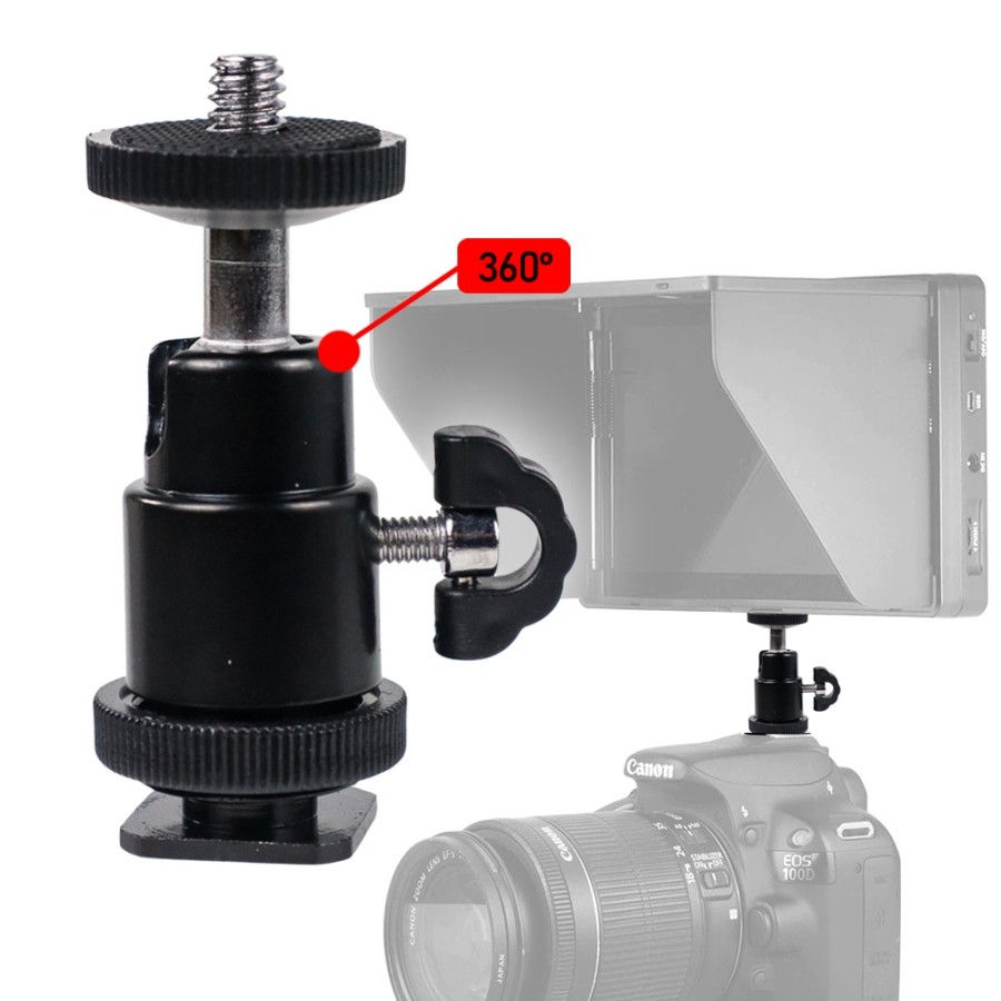 Thumbnail: TaffSTUDIO Mount Adapter Ball Head Hot Shoe 1/4 Inch Universal