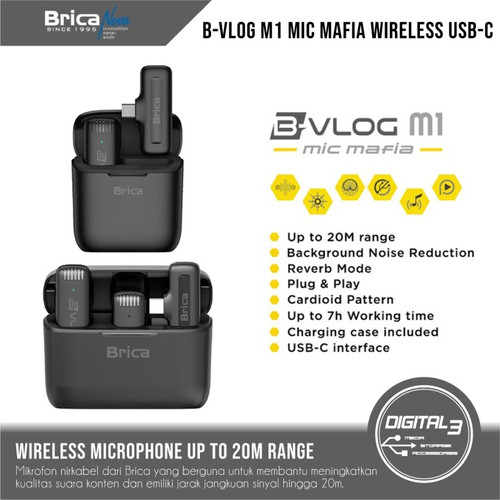Brica B-VLOG M1 Mafia Microphone Wireless Clip On USB-C Vlog