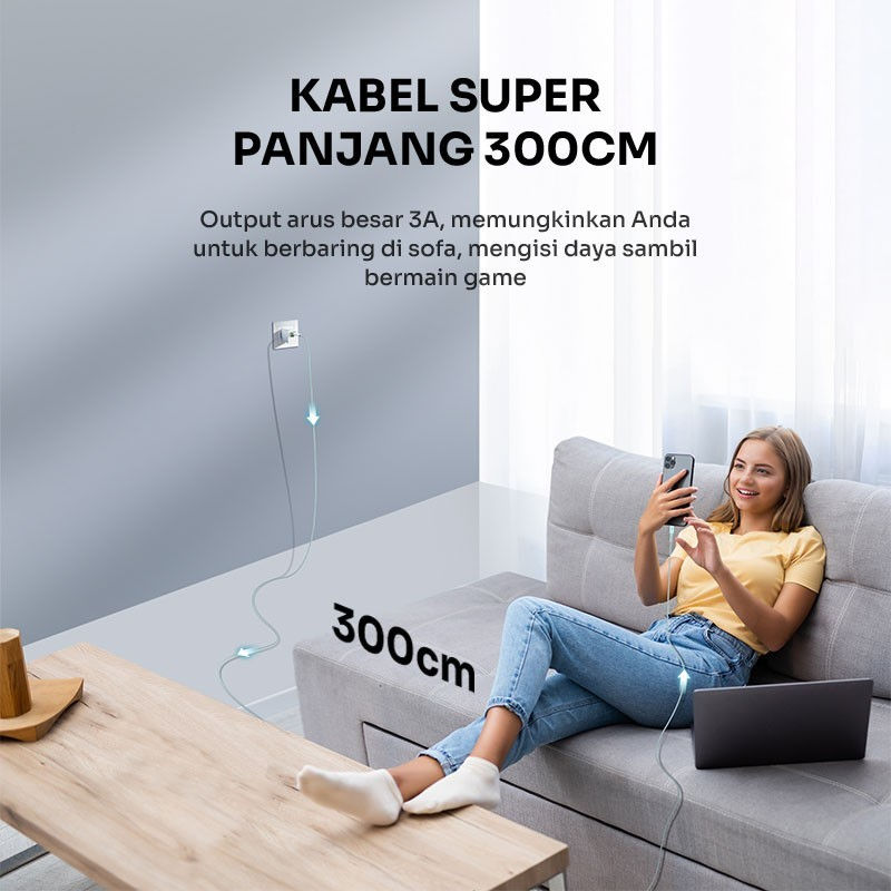 Thumbnail: ROBOT Cable Data  RSC100 RSC200 RSC300 Cable USB to Type C 3A Fast Charging