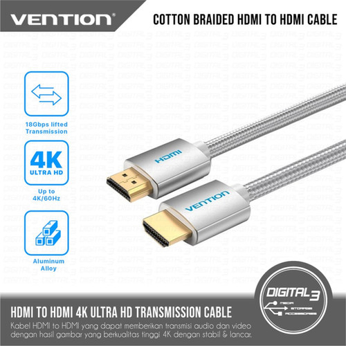VENTION Cable HDMI to HDMI Cotton Braided 4K Video Sync AAB