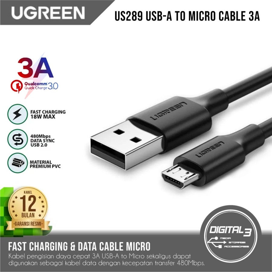 Ugreen US289 Data Cable USB-A to Micro USB Fast Charging