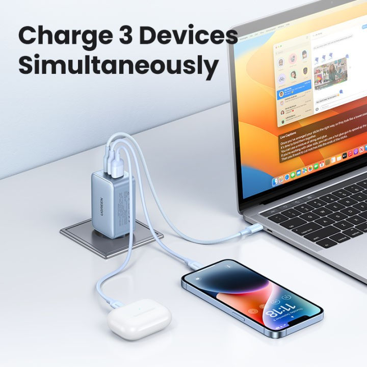 Thumbnail: UGREEN CD244 Wall Charger 65W Adapter 2 USB-C USB-A GAN Fast Charging