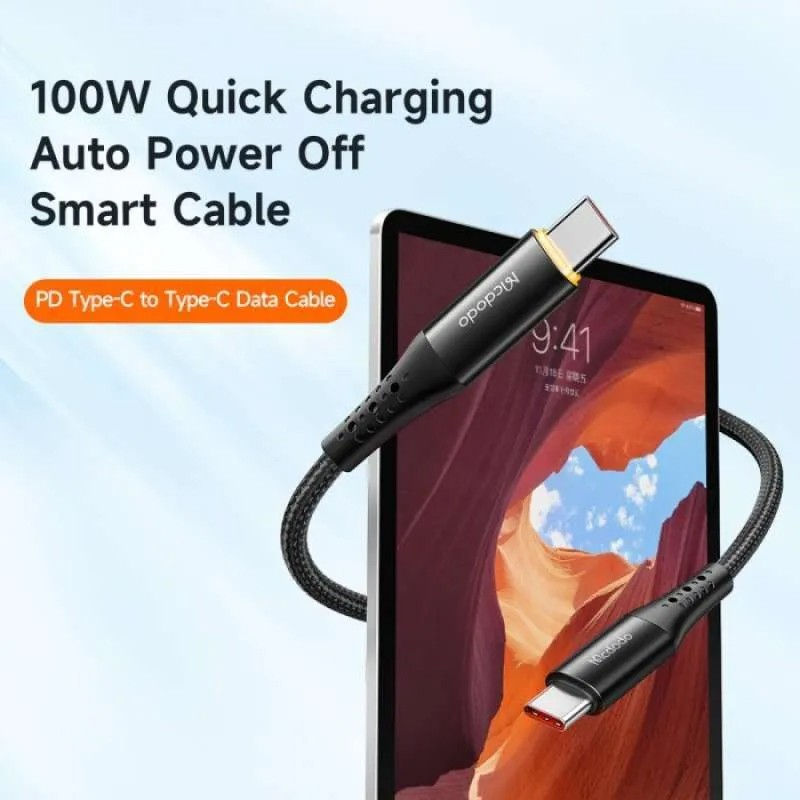 Thumbnail: Mcdodo Kabel Data CA-3460 USB-C to C Cable 100W 5A Auto Power Off 1.2m