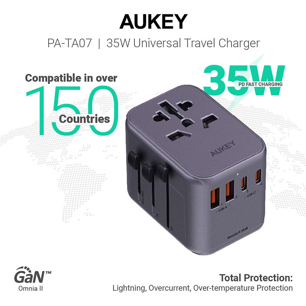 Thumbnail: Aukey PA-TA07 / PA-TA07A Travel Mate 35W Charger USB PD Universal Travel Adapter