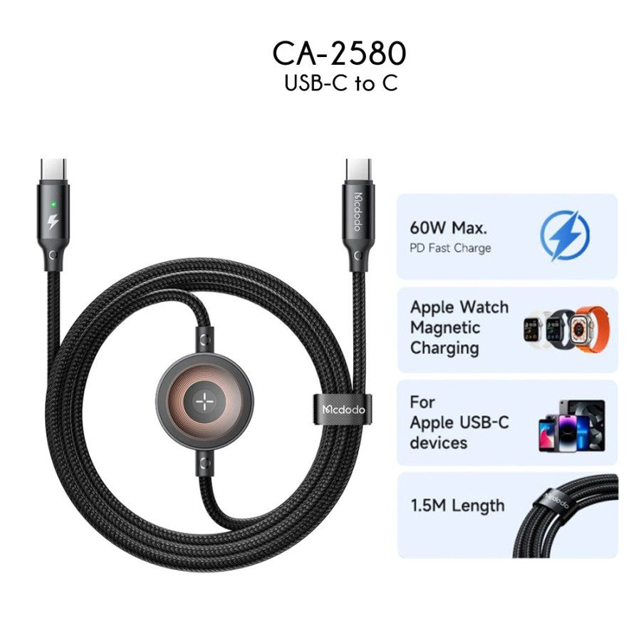 Thumbnail: MCDODO Cable 2 in 1 Charging Data Transfer CA-5680 / CA-2580 for iPhone iWatch