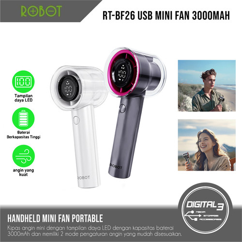 Mini Fan Rbt ROBOT Mini Fan RT-BF26 Kipas Angin Genggam USB Portable Handheld with ...