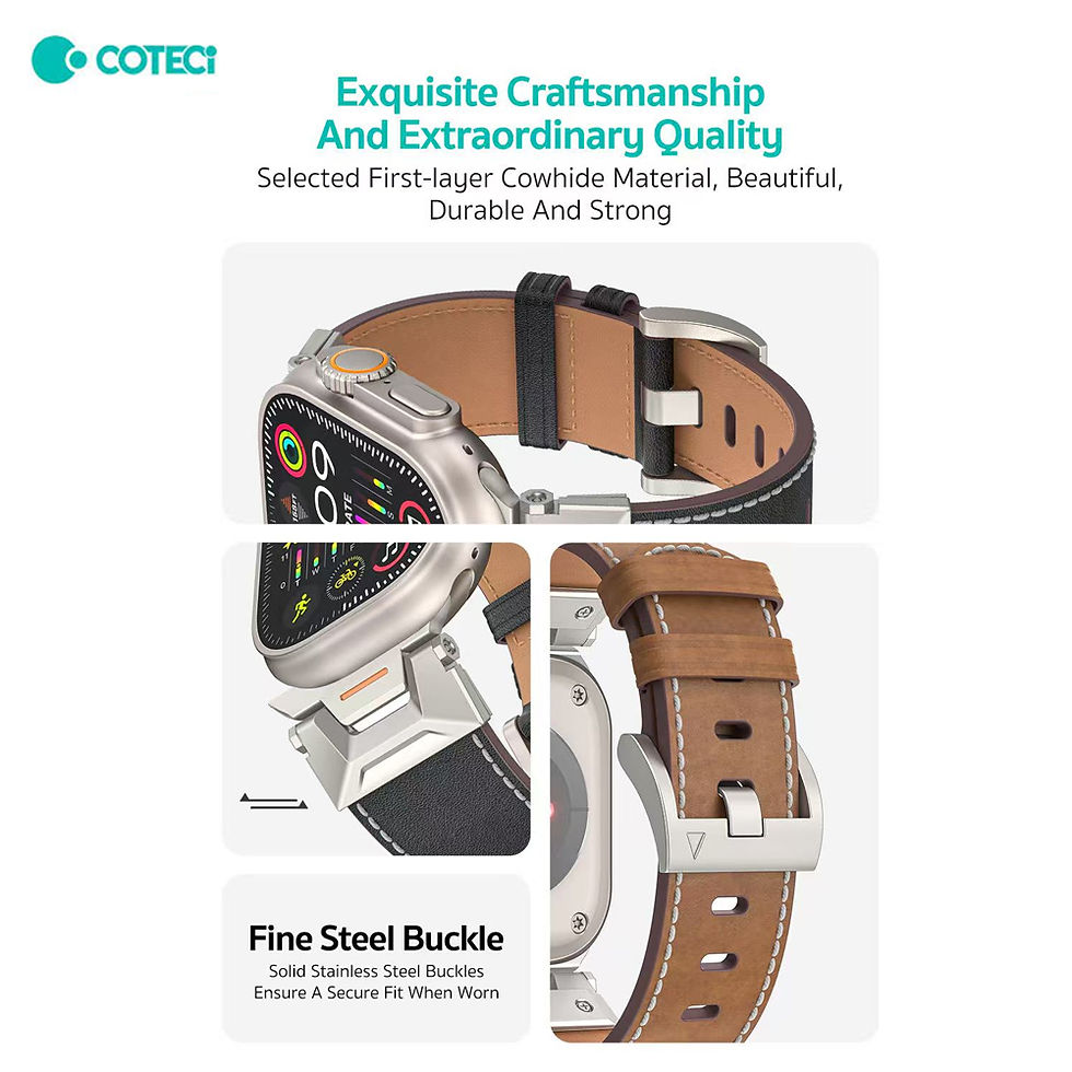 Thumbnail: COTECI W126 Mecha Leather Strap Metal Classic Design for iWatch 42/44/45/46/49mm