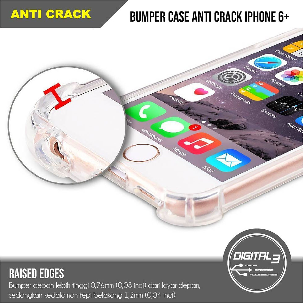 Thumbnail: Casing Anti Crack & Shock iPhone 6+ / 6 Plus Case Bumper Clear TPU