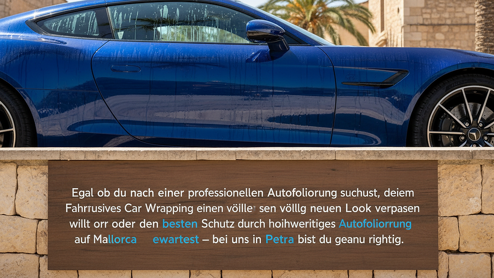 Seitliche Nahaufnahme eines Autos mit glänzender Lackschutzfolie unter Sonnenlicht
