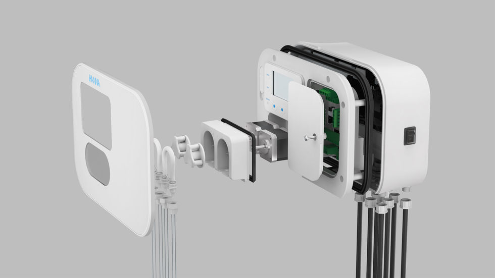 Exploded Engineering View revealing internal components of the Hanna Pool Controller