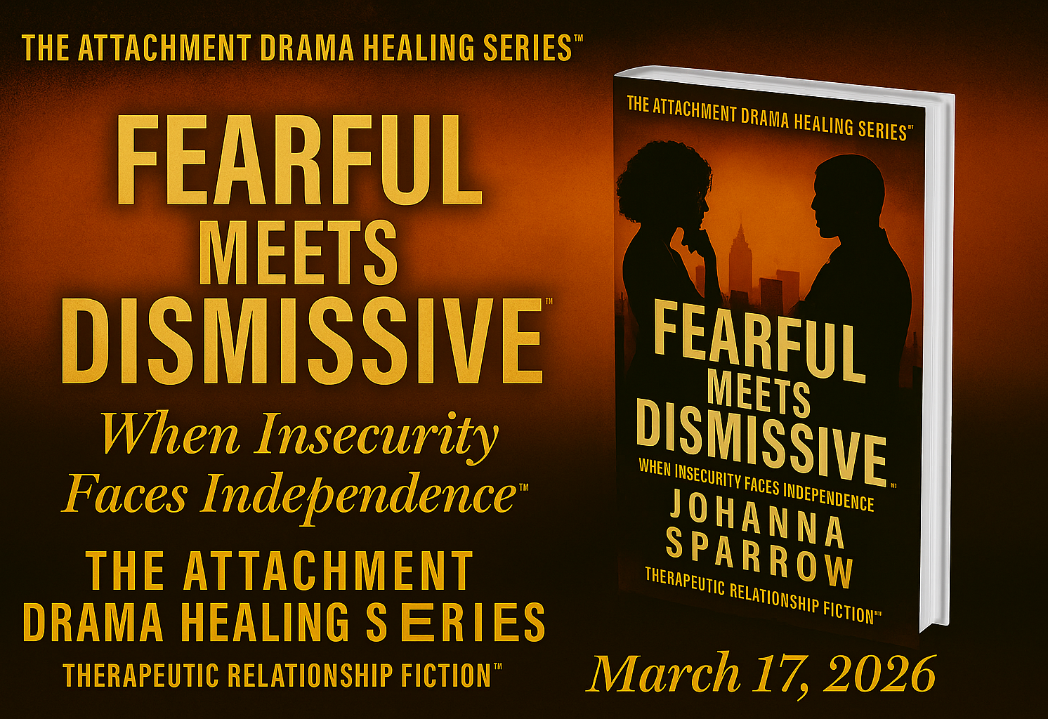 “Fearful Meets Dismissive book cover by Johanna Sparrow — Therapeutic Relationship Fiction in The Attachment Drama Healing Series.”