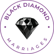 Black diamond inside a circle with the words Black Diamond Marriages around it