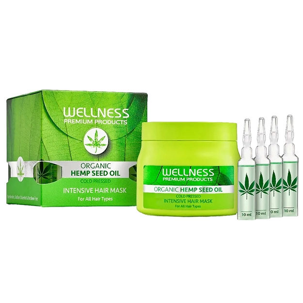 מסכה לשיער חלק וגלי 500 מ"ל + 4 אמפולות לשיקום השיער wellness