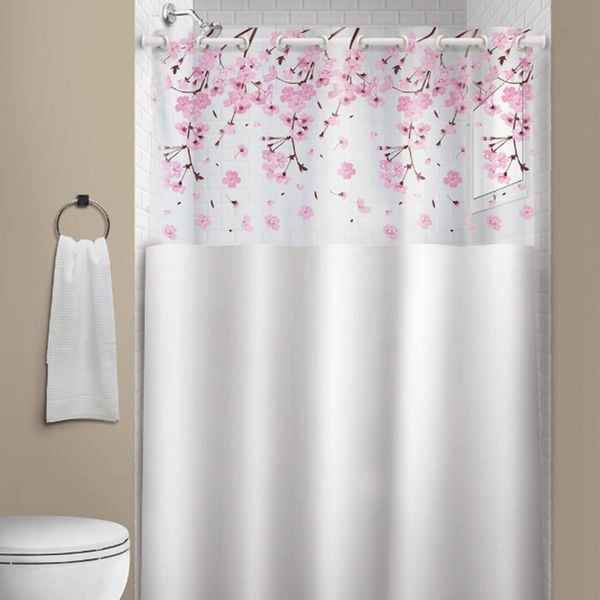 Cortina Box para Banheiro Anti mofo PVC Visor Transparente Estampa Cereja