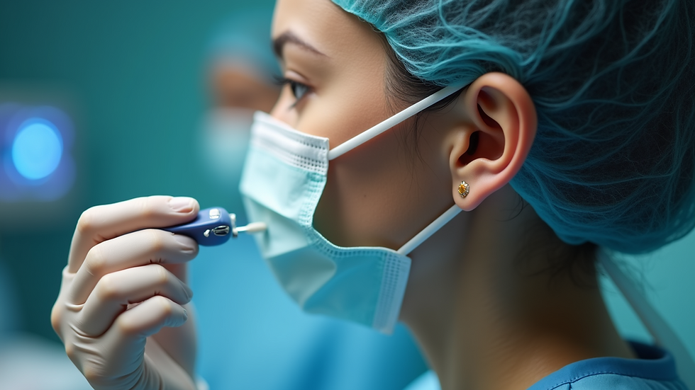 Close-up view of a medical ear cleaning device