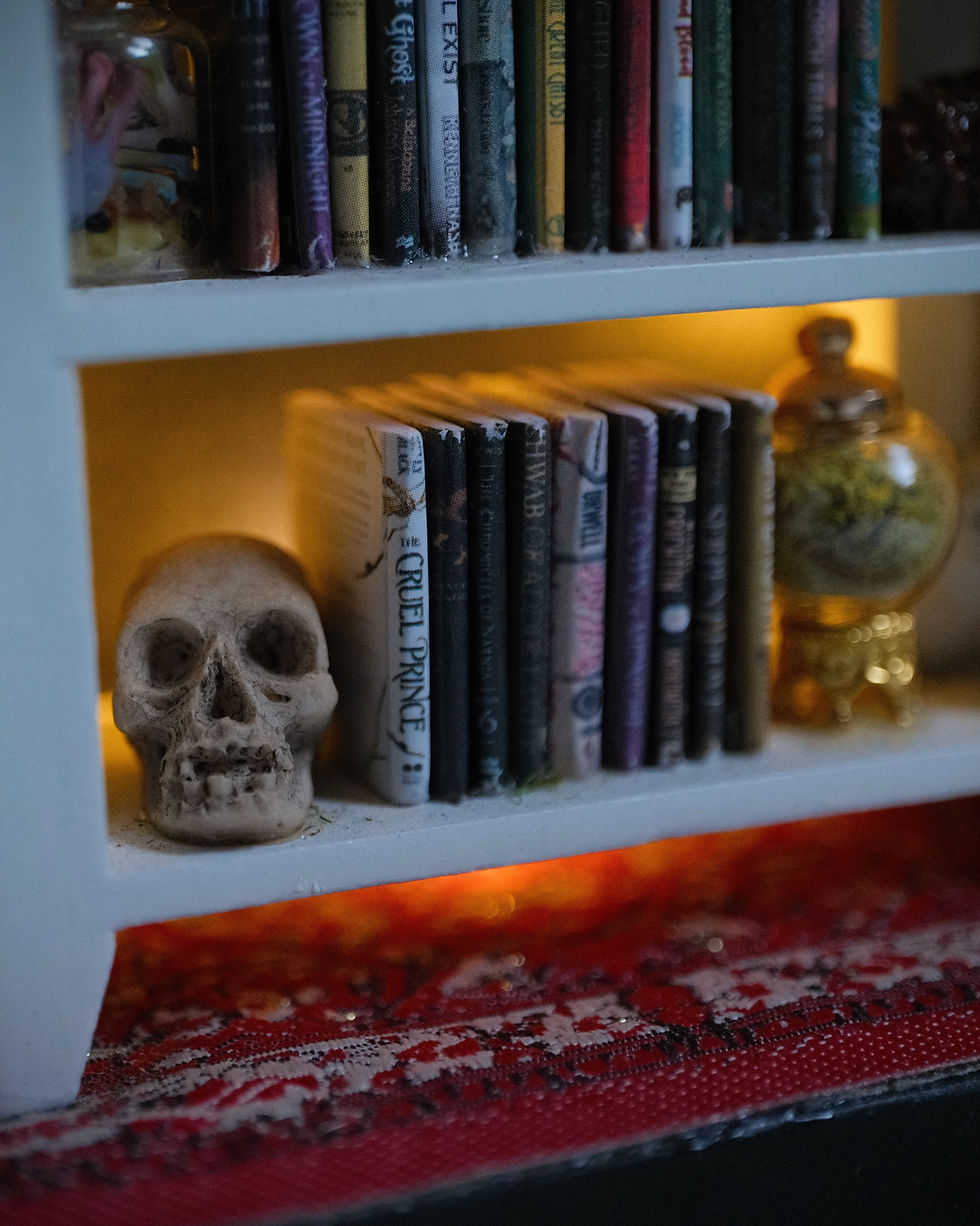 Thumbnail: Light-Up Spooky Book Nook -  Jumping Spider Playground (7.5x5x2")