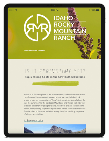 Idaho Rocky Mountain Ranch Hiking Guide E-Blast Design by East River PR