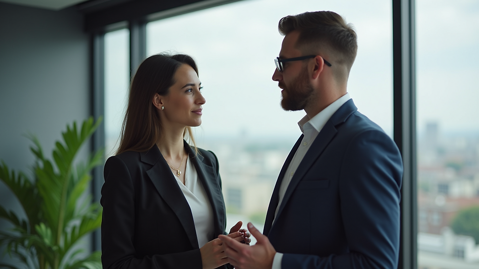 Eye-level view of a business consultant discussing strategies with a freelancer