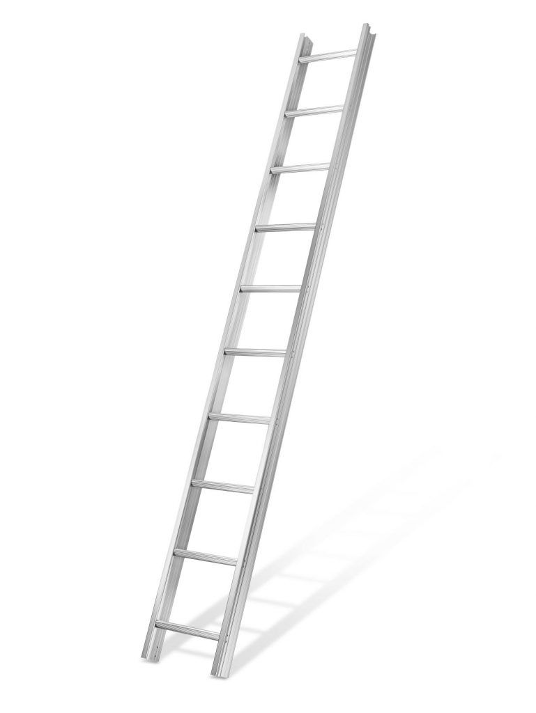 Leiter aus Aluminium, sicher und stabil für Arbeiten auf dem Dach.