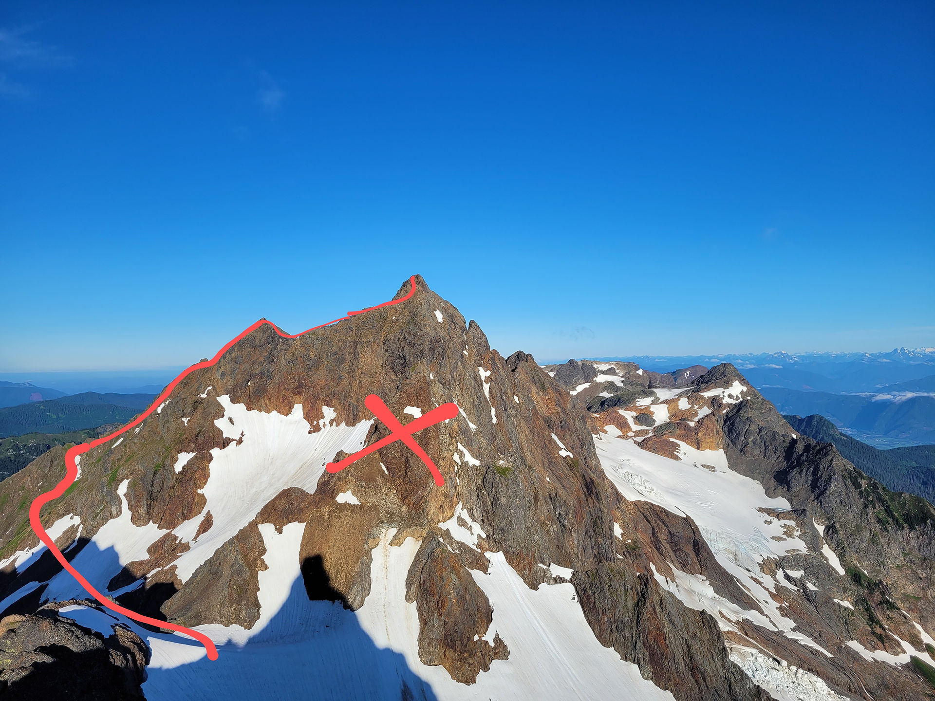 Our route, avoiding the X of time-consuming choss