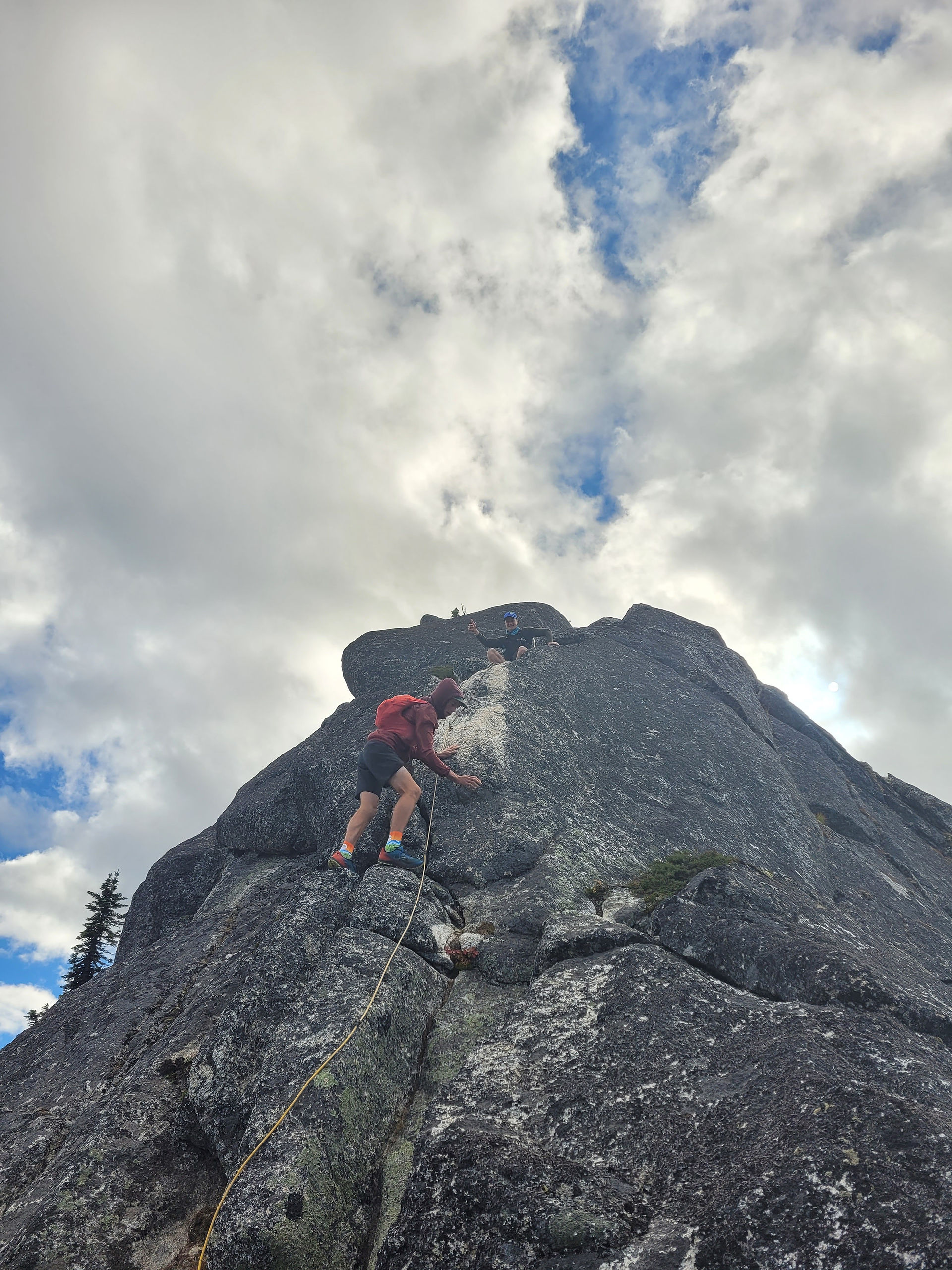 Nate downclimbing