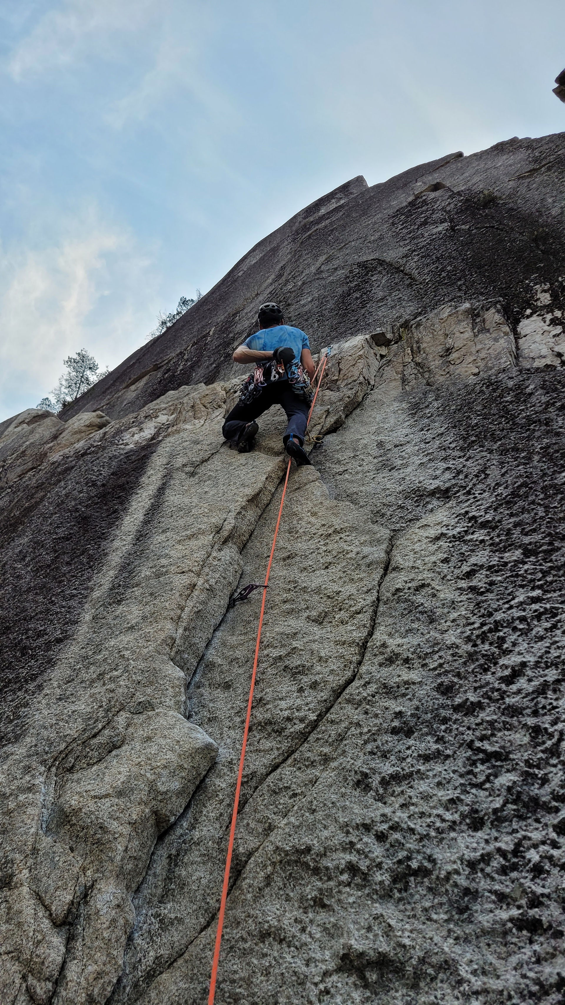 Max on the crux pitch