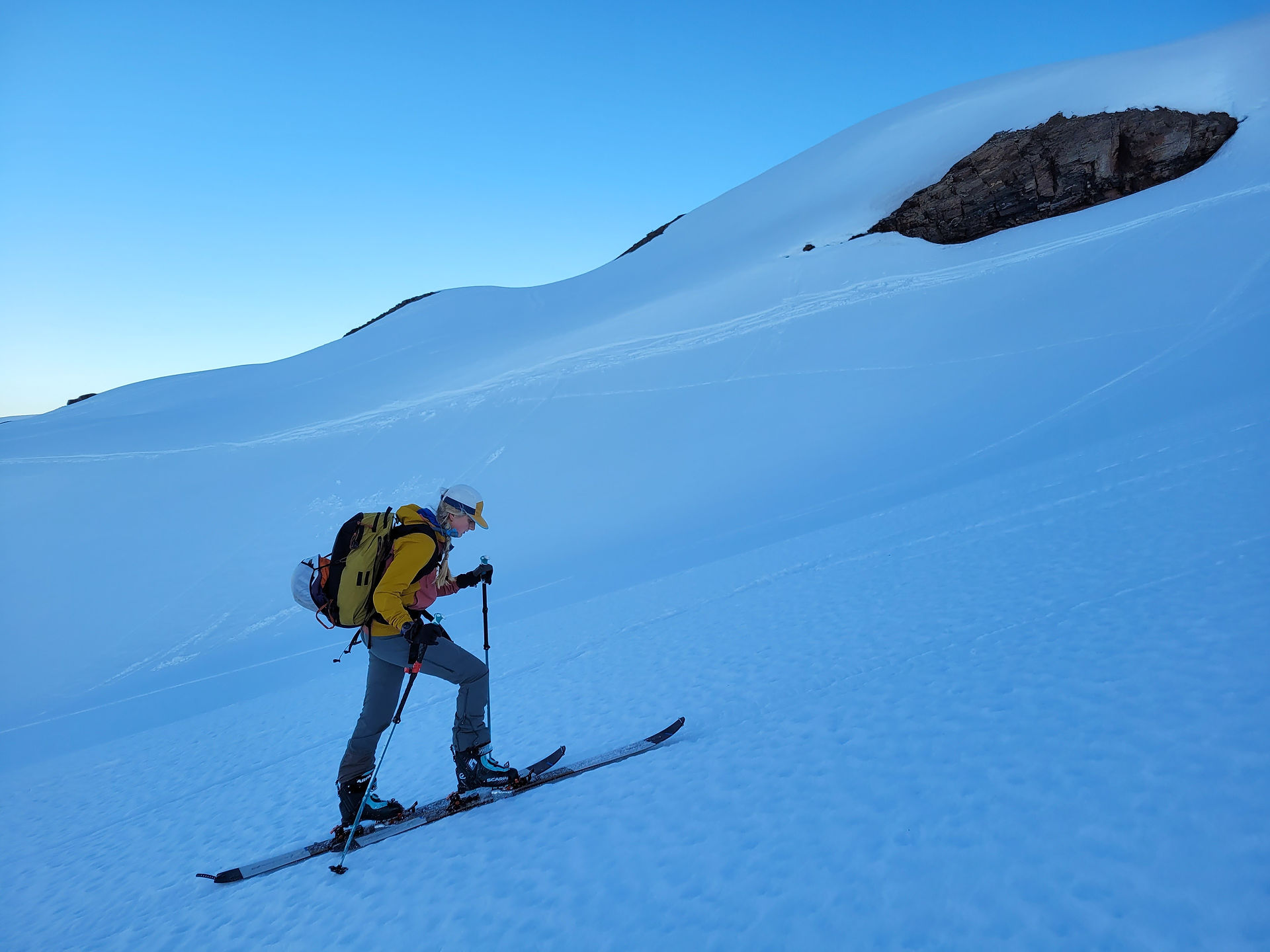 One ski in front of the other