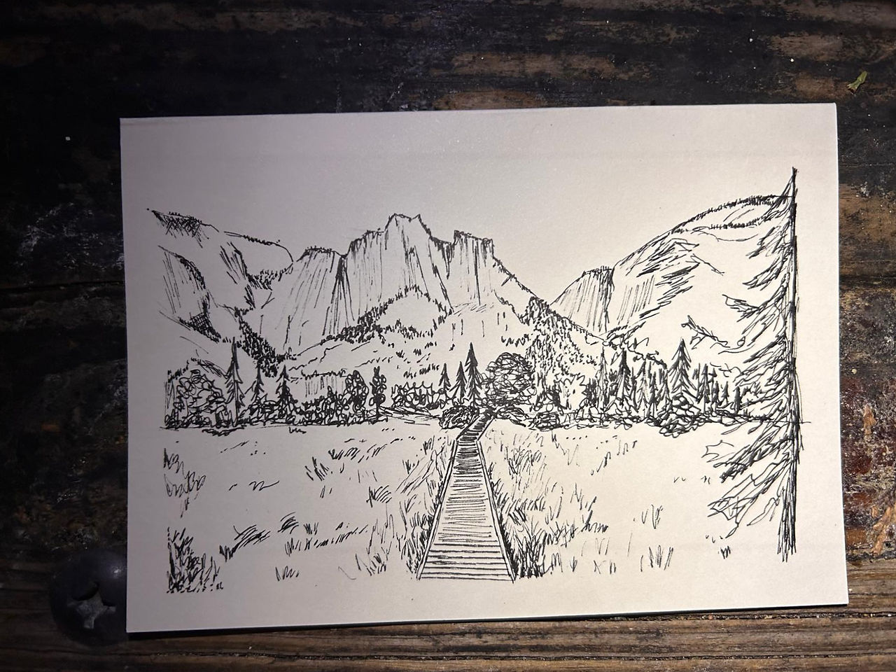 Jas drawing of Yosemite Falls from the boardwalk!