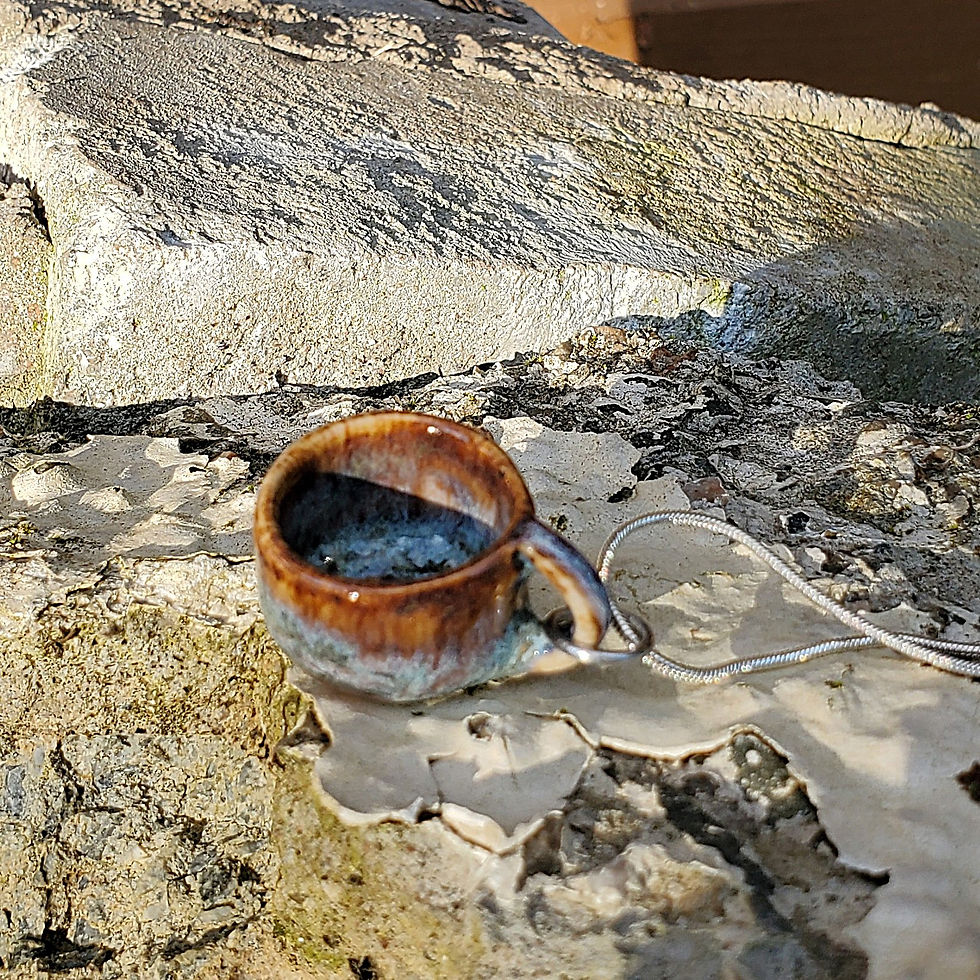 Thumbnail: Handmade Tiny Coffee Mug Necklace - Honey Drizzle