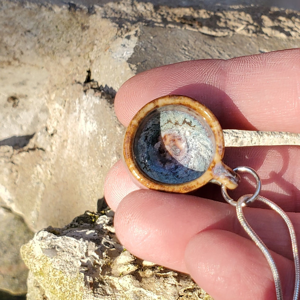 Thumbnail: Cute Handmade Mini Coffee Mug Necklace - Ember glow