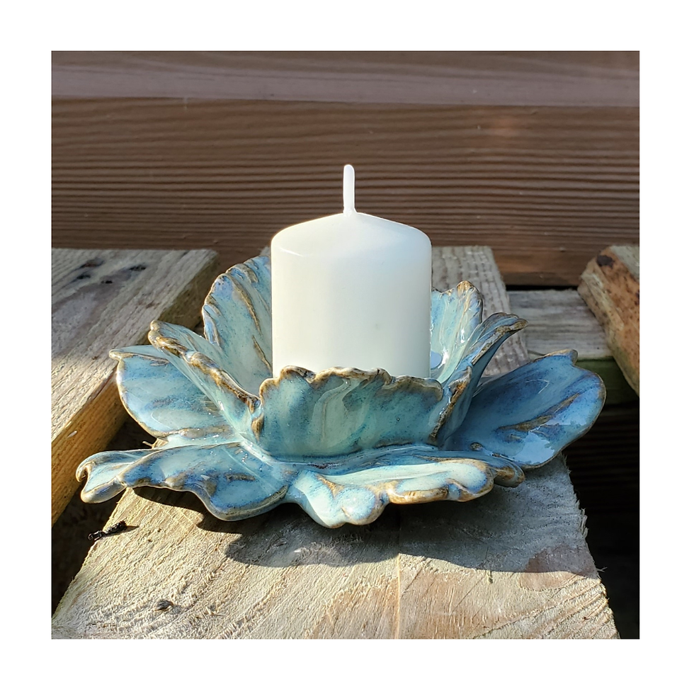 Thumbnail: Set of 2 Handmade Ceramic Candle Holders in Soft Blue Rutile