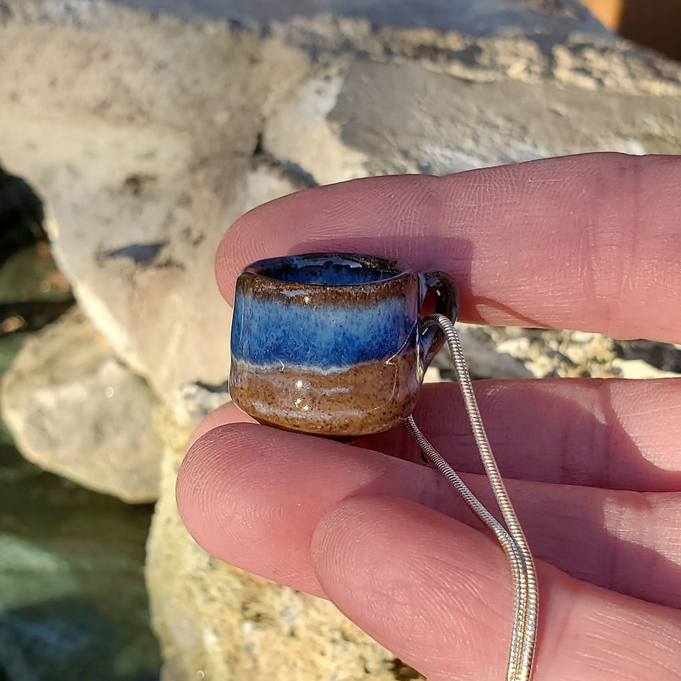 Thumbnail: Cute Handmade Mini Coffee Mug Necklace - Shoreline Drift