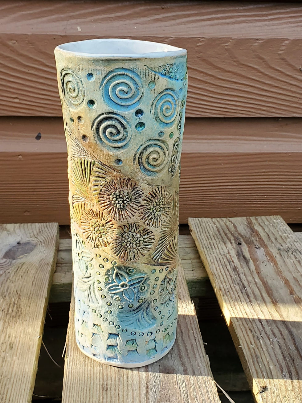 Thumbnail: Handmade Textured Ceramic Vase in a soft toned palette – Sunset Breeze