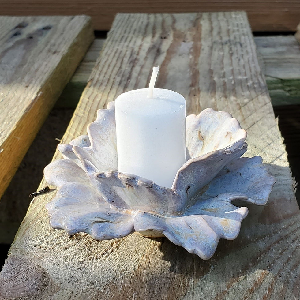 Thumbnail: Set of 2 Ceramic Candle Holders in Lavender & Sandstone