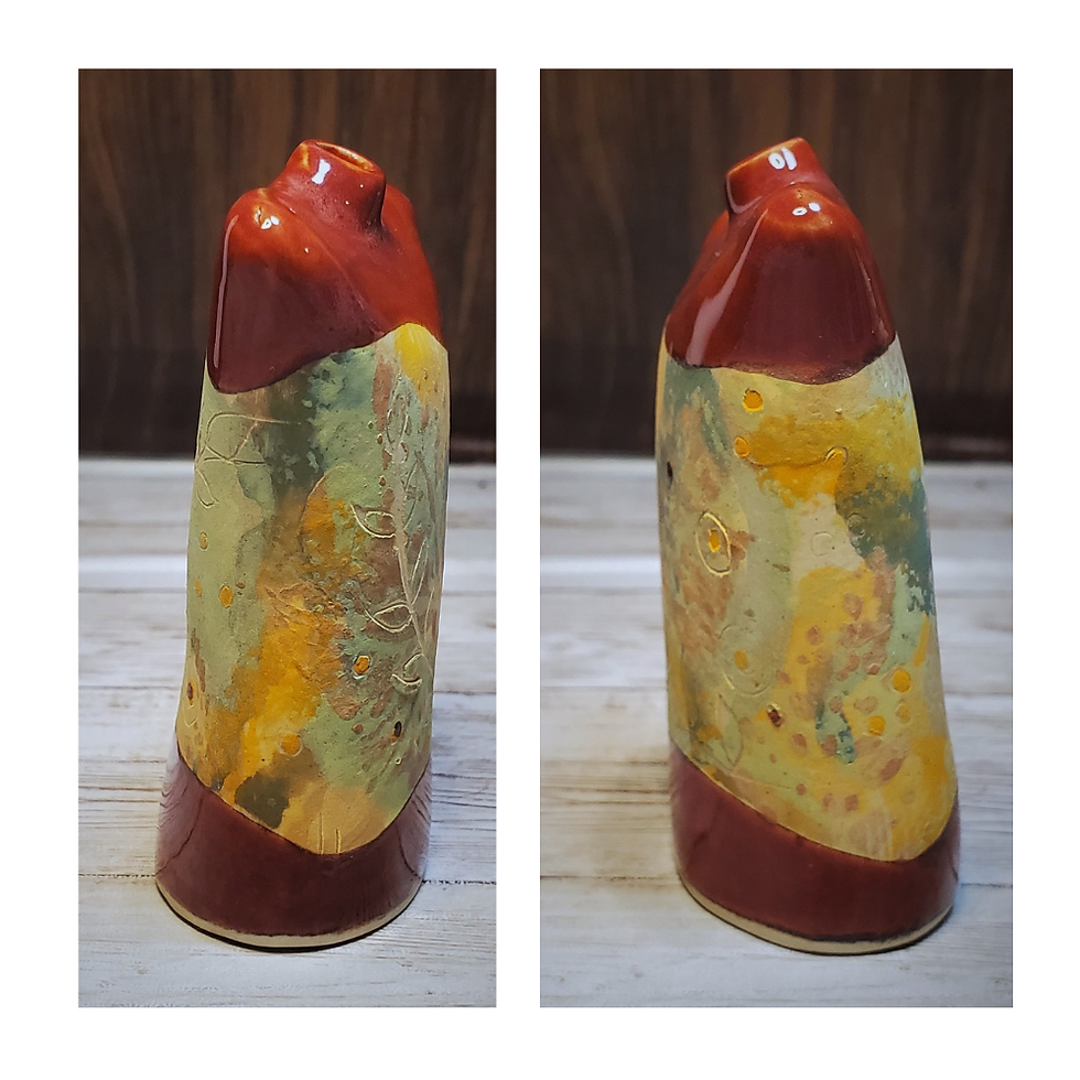 Thumbnail: Handcrafted Ceramic Single Flower Bud Vase - Crimson Bloom