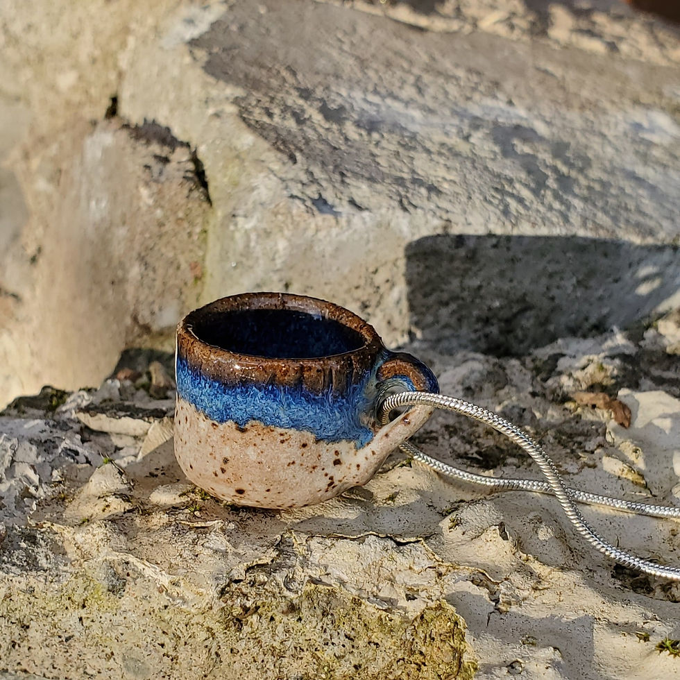 Thumbnail: Mini Handmade Coffee Mug Pendant for Coffee Lovers - Speckled Vanilla