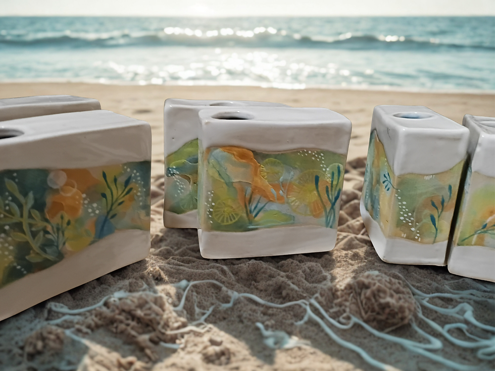Thumbnail: Handcrafted square bud vase in fresh spring vibes - Daybreak