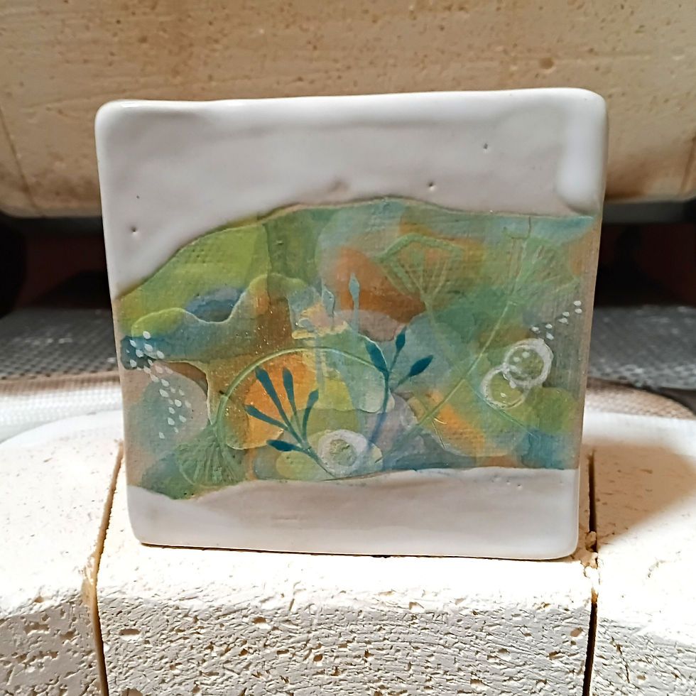 Thumbnail: Handcrafted square ceramic bud vase in fresh spring vibes - Cascade