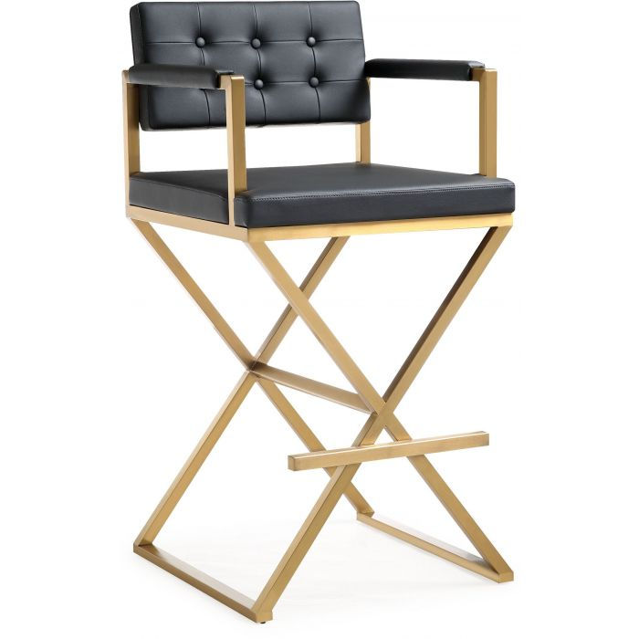Director Black Gold Steel Barstool